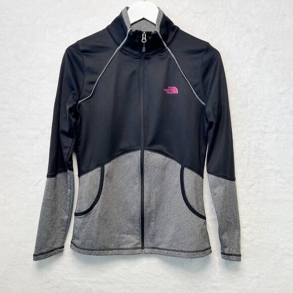 THE NORTH FACE Cinder 100 Lightweight Fleece Lined Jacket Black Gray Pink Sz S - Picture 2 of 11